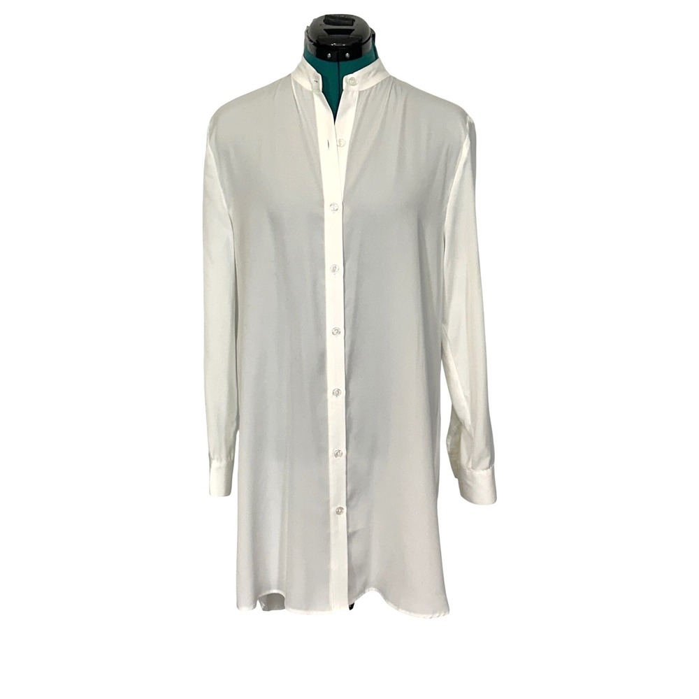 Summersalt Silky Luxe Effortless Shirtdress Cover-Up Roll Tab Sleeve Small White